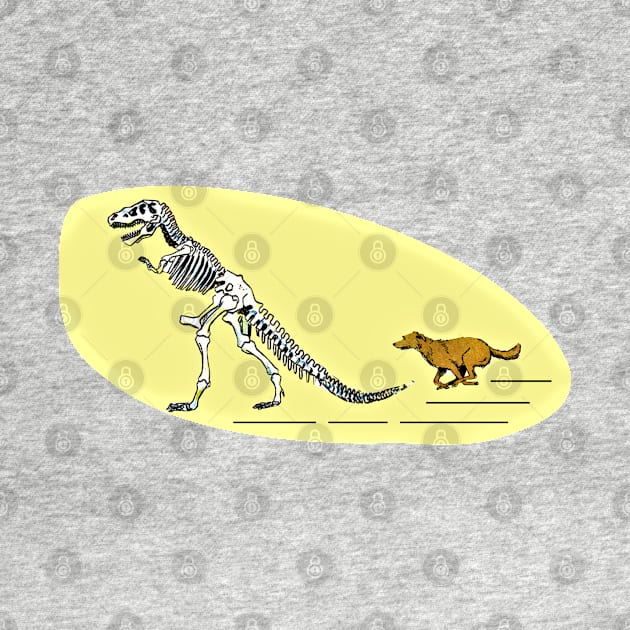 T Rex Dinosaur Skeleton And Dog by Redmanrooster